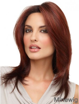 Straight Without Bangs Shoulder Length Red Cheap Lace Front Wigs