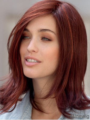 Wigs Online Monofilament Red Color Straight Style Layered Cut