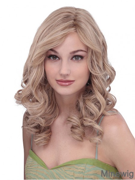 Long Curly Without Bangs Designed Blonde Lace Front Wigs