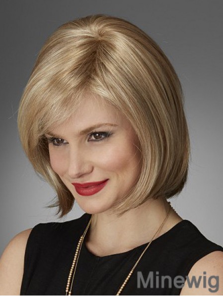 Chin Length Straight Bobs Natural Blonde Lace Front Wigs