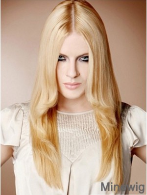 22 inch Straight Blonde 100% Hand Tied Synthetic Mono Cap Wigs