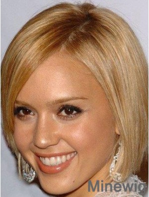 Straight 100% Hand-tied Bobs Chin Length Blonde Online Jessica Alba Wigs