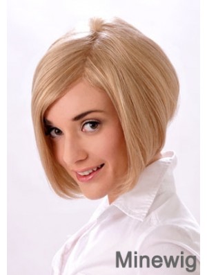 Chin Length Straight Monofilament Blonde Style Bob Wigs