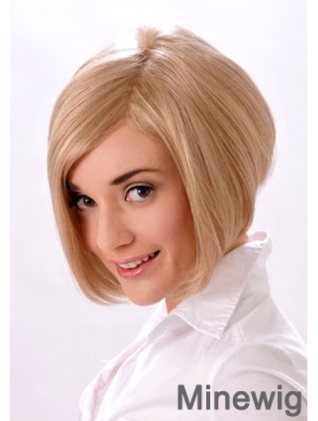 Chin Length Straight Monofilament Blonde Style Bob Wigs