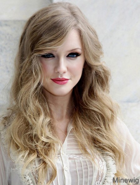 100% Hand-tied With Bangs Wavy Long Blonde Great Taylor Swift Wigs