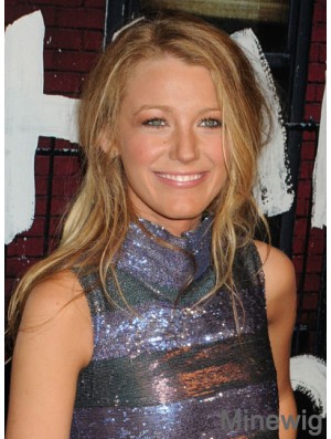 Synthetic Blonde Straight 100% Hand Tied Monofilament Lace Front Blake Lively Wigs UK
