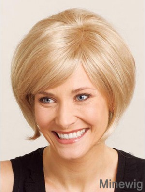 Style Chin Length Blonde Straight 100% Hand-tied Sale Wigs