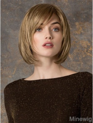 Fashion Blonde Chin Length Straight Bobs Monofilament Wigs