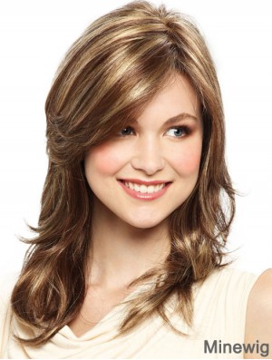 Blonde 15 inch Soft Shoulder Length Straight Layered Lace Wigs