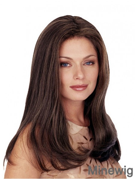 Without Bangs Long Straight Brown 20 inch Comfortable Monofilament Wigs