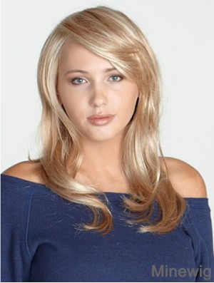 Blonde 20 inch Ideal Long Straight With Bangs Lace Wigs