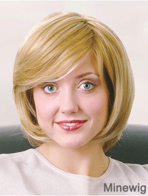 Bobs Chin Length Straight Blonde 12 inch Good Monofilament Wigs