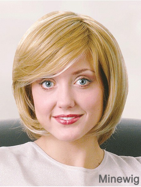 Bobs Chin Length Straight Blonde 12 inch Good Monofilament Wigs