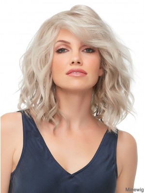 10 inch Chin Length 100% Hand-tied Blonde Bob With Fringe