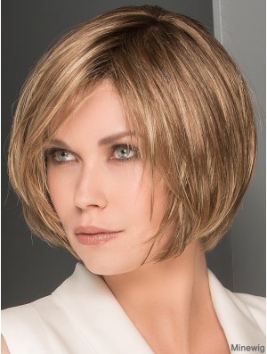 10 inch Chin Length 100% Hand-tied Brown Wig Bob Style Wigs