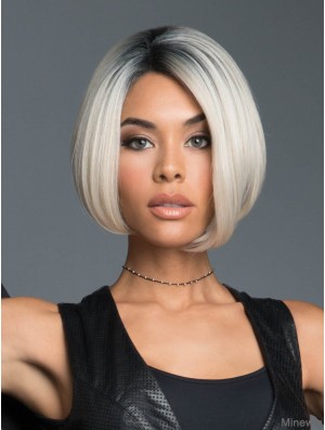 10 inch Chin Length Monofilament Black to White Bob Style Wigs