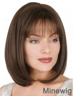 Durable Straight Bob Wig Chin Length Brown Color Bobs Cut With Capless