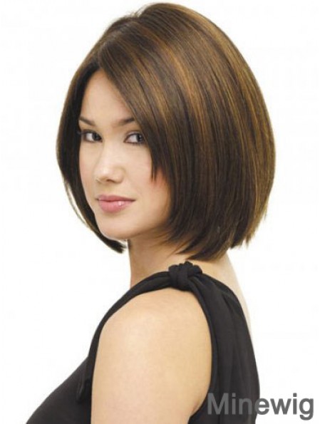 Capless Chin Length Straight Brown Beautiful Bob Wigs