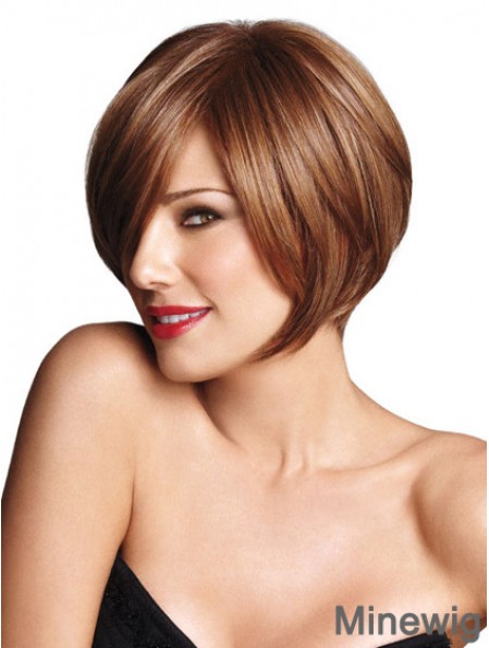 Capless Short Straight Brown Trendy Bob Wigs