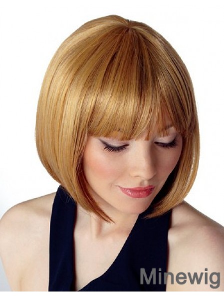 Capless Chin Length Straight Blonde Durable Bob Wigs