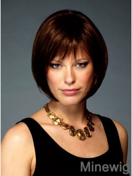 Capless Chin Length Straight Auburn Stylish Bob Wigs