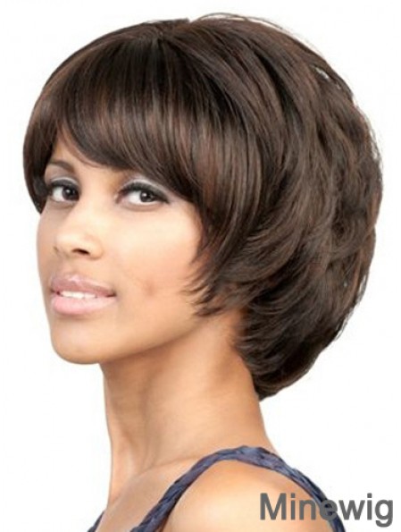 Capless Chin Length Wavy Brown Suitable Bob Wigs