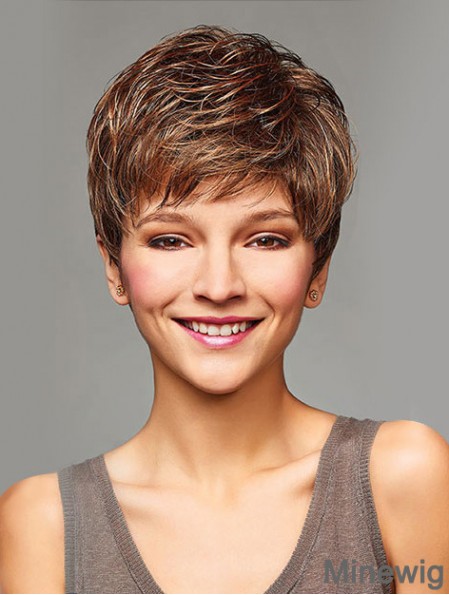 Petite Size Short Curly Wigs  Capless Synthetic Blonde Color Cropped Wig