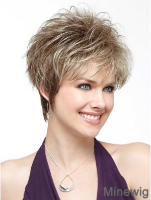 Women's Wigs Blonde Color Straight Style Boycuts Cropped Length