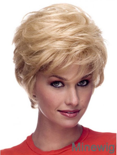 Wigs Human Hair Blonde Color Short Length Layered Cut