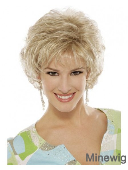 Blonde Curly Wig With Capless Short Length Classic Cut