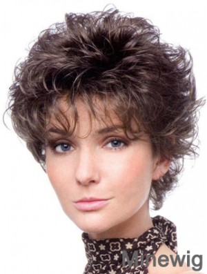 Heat Resistant Wigs Cropped Length Brown Color Layered Cut