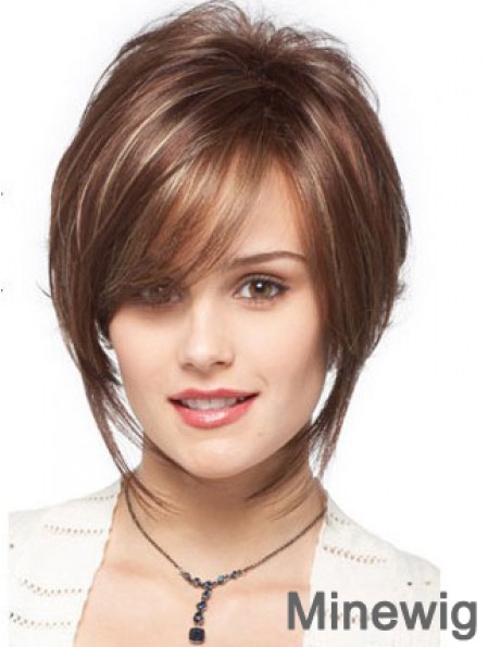 Bobs Wavy Brown Capless Designed Short Wigs