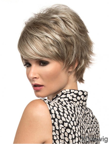 8 inch Suitable Wavy Boycuts Blonde Short Wigs