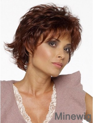 Layered Wavy Auburn Capless Natural Short Wigs