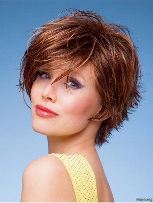 6 inch Trendy Wavy Layered Auburn Short Wigs