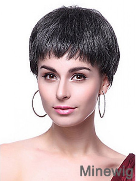 Boycuts Straight Black Capless Hairstyles Short Wigs