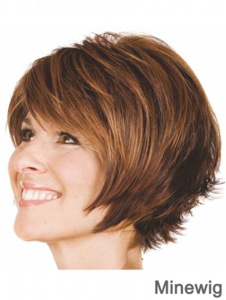 Bobs Wavy Brown Capless Convenient Short Wigs