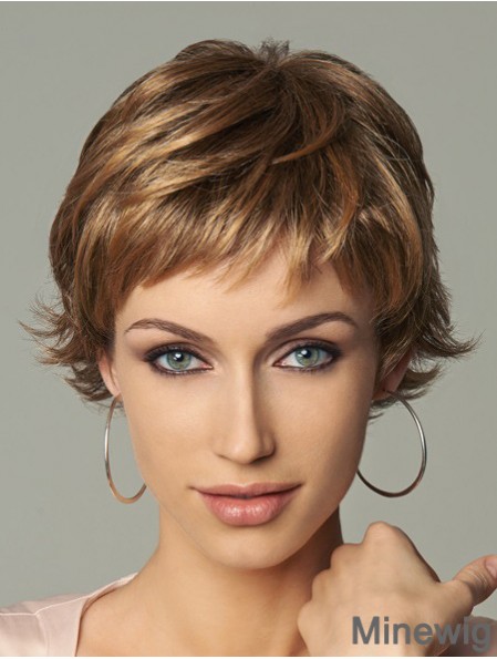 8 inch Style Wavy Layered Blonde Short Wigs