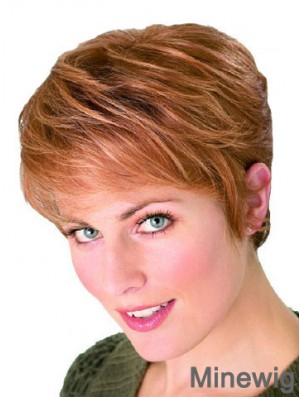 Straight Boycuts Cropped Perfect Auburn Synthetic Wigs