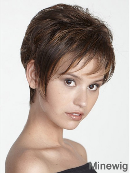 Boycuts Straight Brown Capless Modern Short Wigs