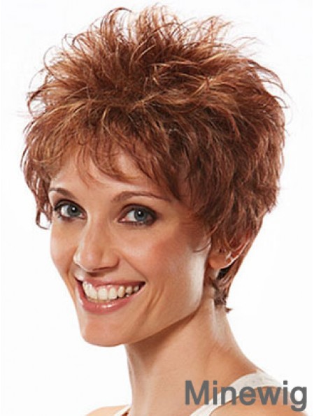 Boycuts Wavy Auburn Capless Flexibility Short Wigs