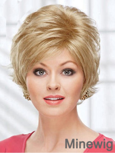 8 inch Beautiful Wavy Layered Blonde Short Wigs