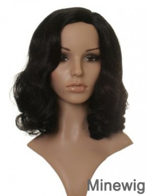 Style Black Shoulder Length Wavy 14 inch Without Bangs Celebrity Wigs