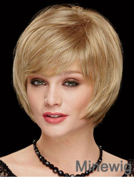 Chin Length Bobs 8 inch Straight Blonde Medium Wigs