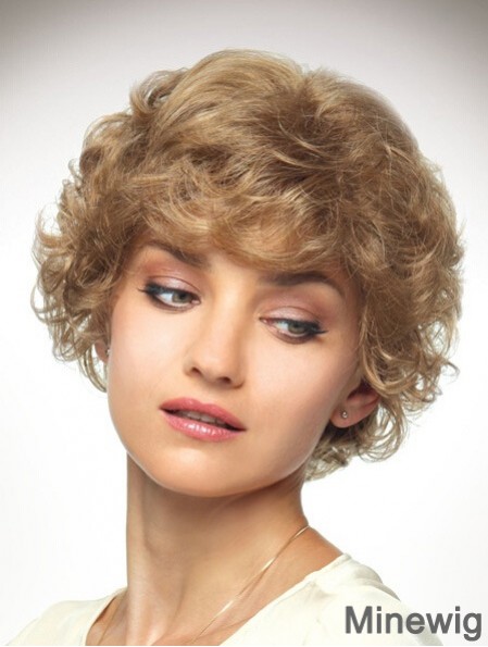 Chin Length Layered 10 inch Curly Blonde Medium Wigs