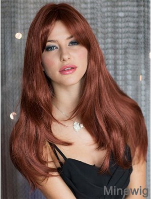 Cheap Auburn Straight With Bangs Capless Long Wigs