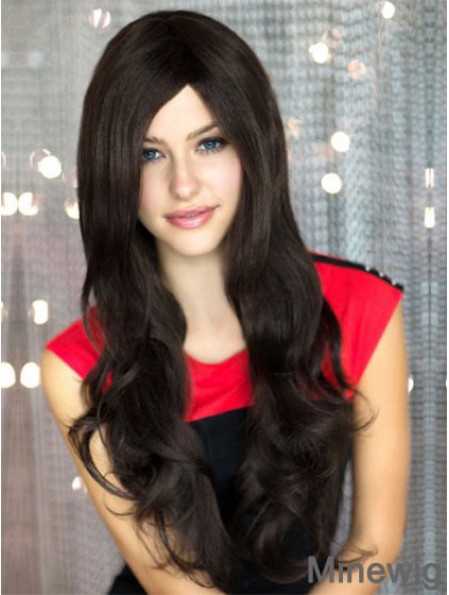 Black Wig Long Length Layered Cut With Synthetic Capless