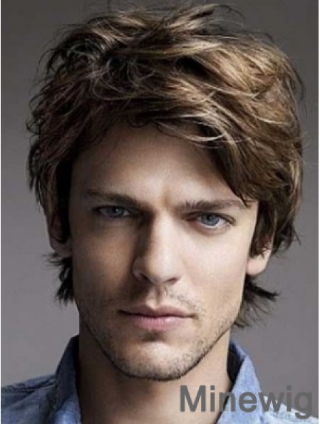 Brown Lace Front Wavy Short Layered Mens Hairstyles