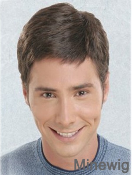 Brown Short Straight Synthetic Lace Front Best Mens Wigs