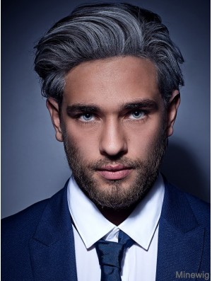 Synthetic Capless Grey Short Straight Mens Wigs To Buy